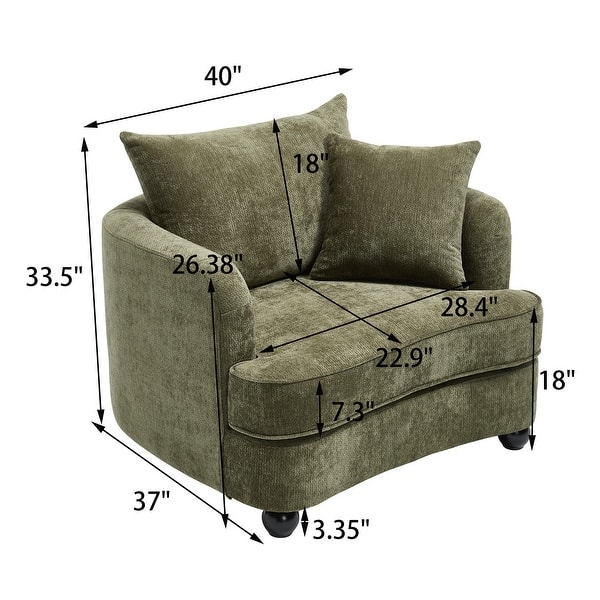 dimension image slide 4 of 11, 40.2" Modern Chenille Accent Chair,Comfy Reading Chair with Storage Ottoman