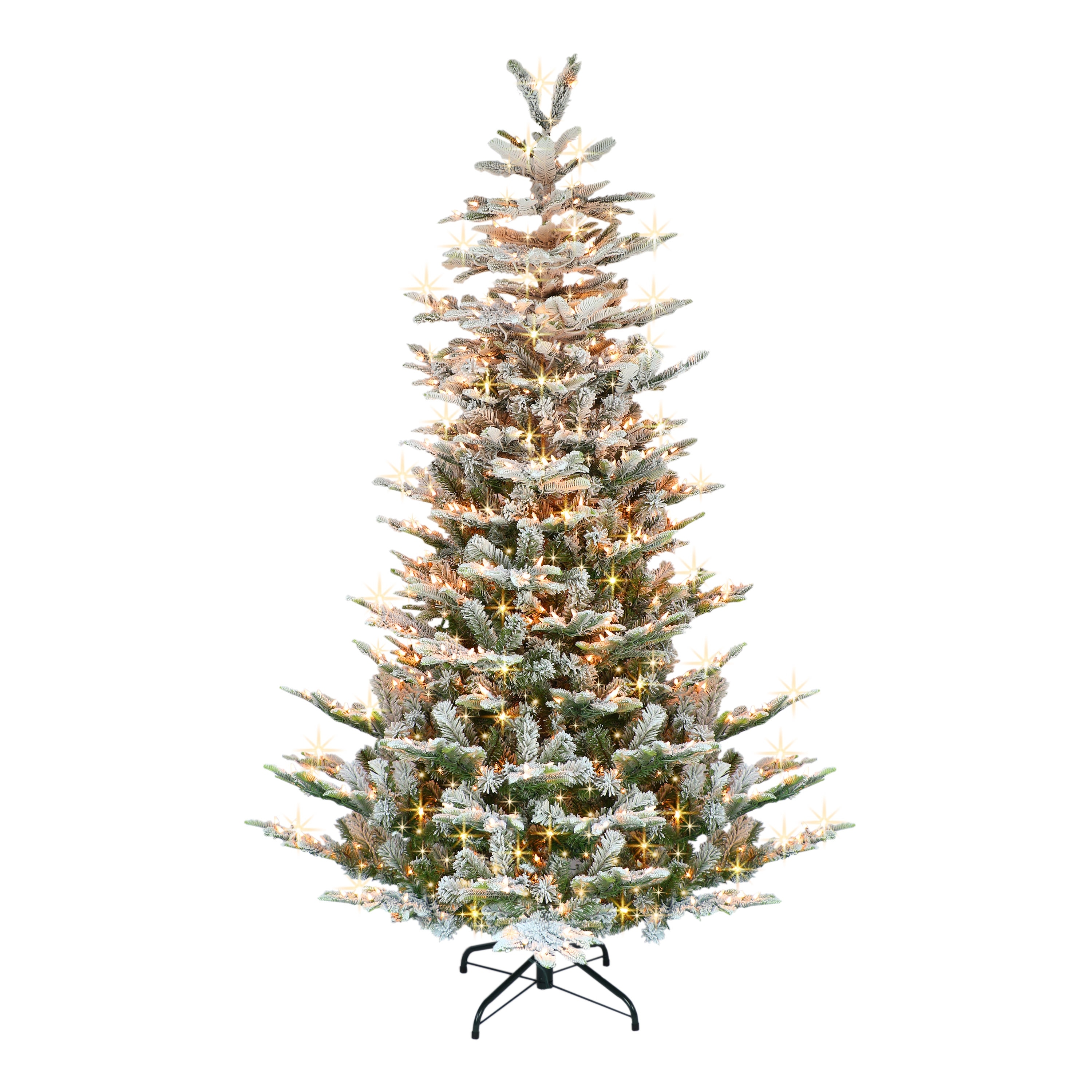 Puleo International 7.5 ft Pre-Lit Flocked Aspen Fir Artificial Tree
