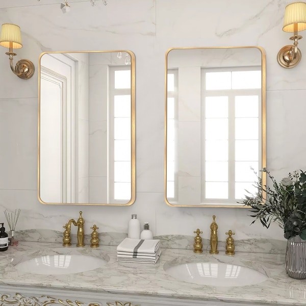 2 Pack Rectangle Bathroom Mirror Wall Mounted Vanity Mirror - On