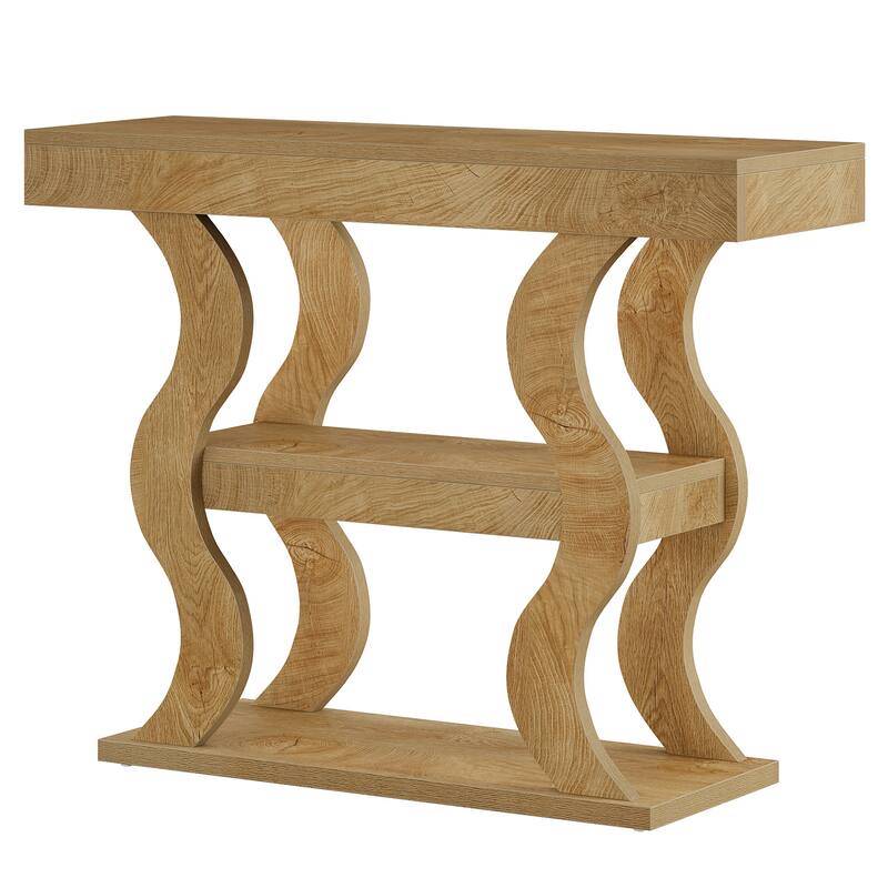 Console Table for Entryway, 3-Tier Wood Sofa Table with Storage Shelves for Living Room, Hallway, Foyer, Entrance