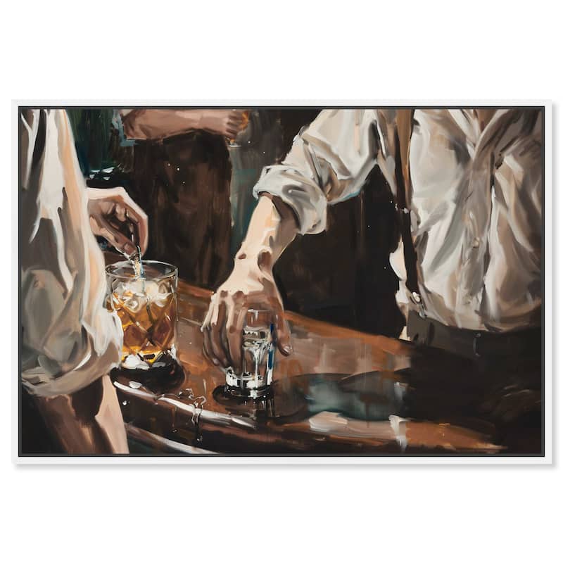 Notoriart Together For Drinks Framed Bar Cart Art For Men - 31 x 21 - White