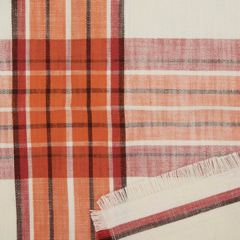 DII Pumpkin Spice Plaid Border Napkin (Set of 6) - Napkin Set, 20x20"