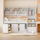preview thumbnail 16 of 27, Twin Size Wooden Loft Bed Big Storage with Under-bed Desk, with Drawers, with Shelves White