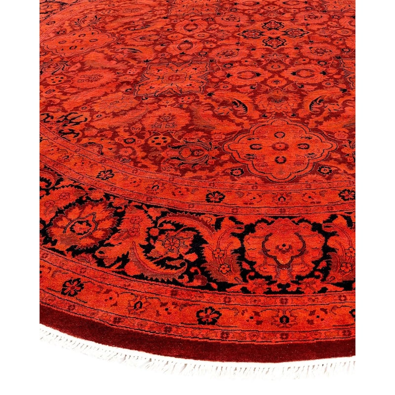 Fine Vibrance, One-of-a-Kind Hand-Knotted Area Rug - Red, 8' 1" x 8' 1" - 8' 1" x 8' 1"