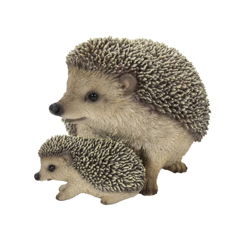 7.5" Mother and Baby Hedgehog Outdoor Garden Statue