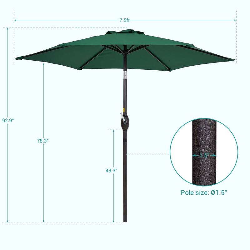 Bonosuki 7.5-foot Waterproof Sunshade Canopy Patio Umbrella