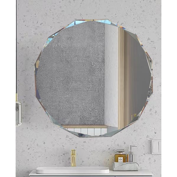 dimension image slide 0 of 2, Single Beveled Edge Bathroom Wall Vanity Mirror