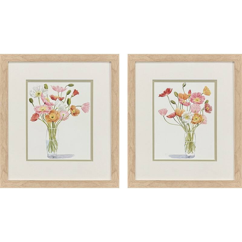 HomeRoots Set Of Two Wiry Poppies Brown Framed Wall Art