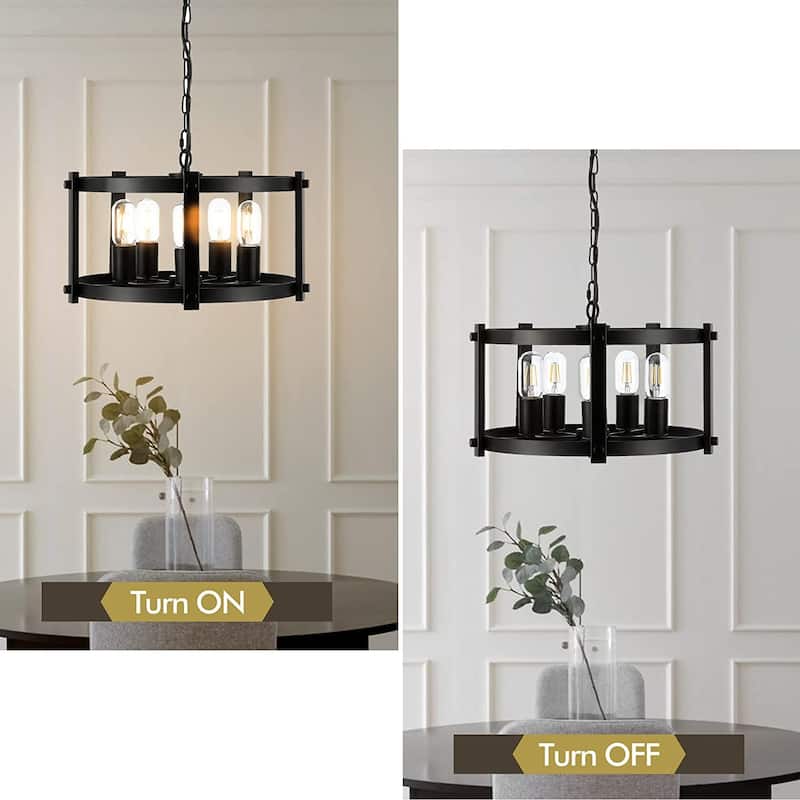 WINGBO Modern Round Pendant Light Chandelier 5-Light Hanging Lantern Light - N/A