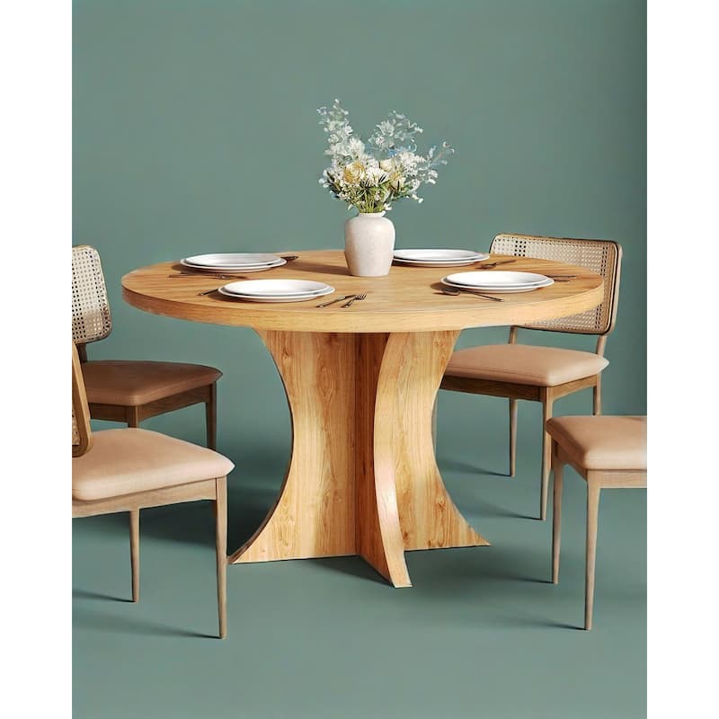 47” Round Particle Board Kitchen Dining Table Perfect to 4-6 People for Meals or Games - 47.24”L x 47.24”W x 29.92”H