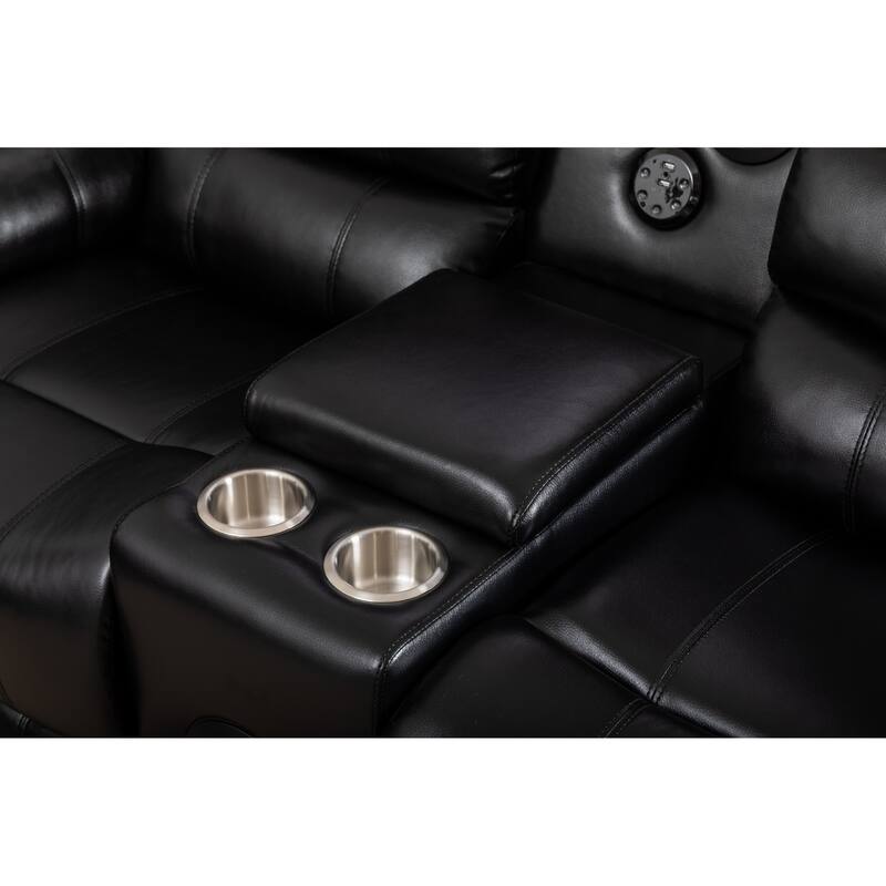 Donivi LED Faux Leather Reclining Sectional With Speakers