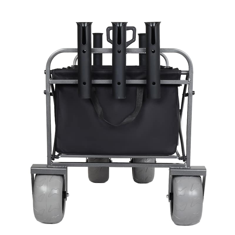 Fishing Cart with Rod Holders,Beach Wagon with Big Wheels for Sand 500lbs Capacity - All Terrain Steel Frame Utility Cart