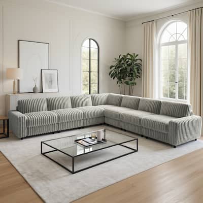 Veyron Furry Channel Fabric Down-filled L-Shape 6-Seat Modular Sectional Sofa by iNSPIRE Q Modern