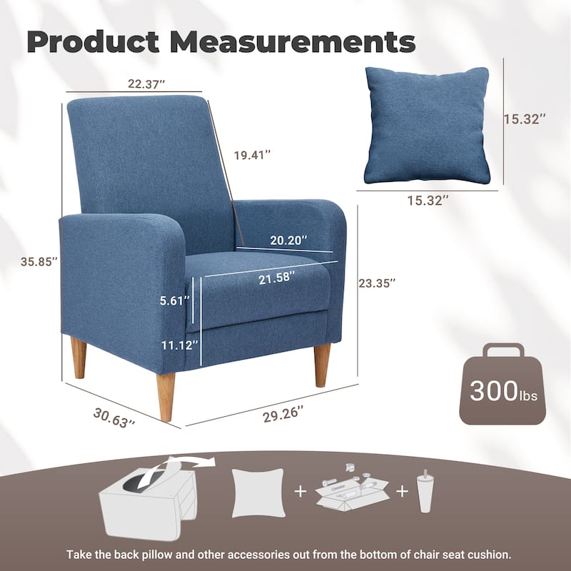 RENEWLINE Modern Accent Chair with Pillow & Walnut Legs - Lounge Seat for Living Room, Compact Design