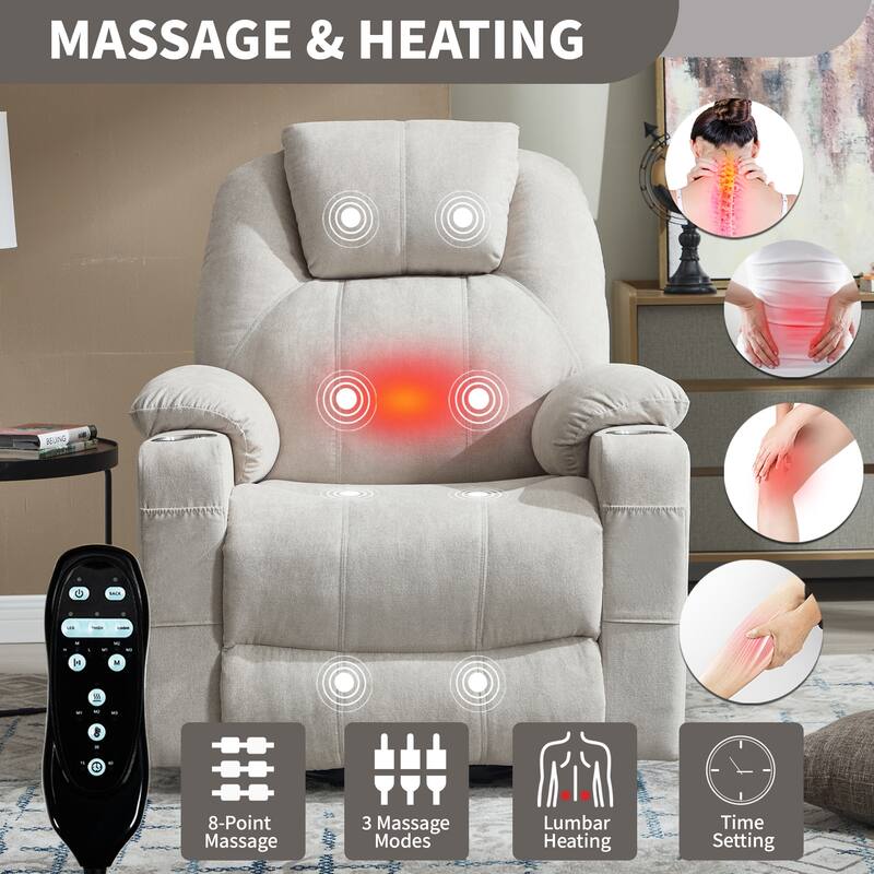 Up to 350 LBS polyester Power Lift Recliner Chair, Heavy Duty Motion Mechanism with 8-Point Vibration Massage