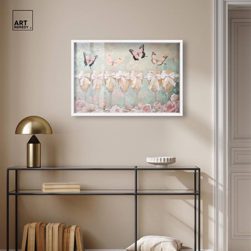 Champagne Mint and Pink Glass Shadowbox by Art Remedy