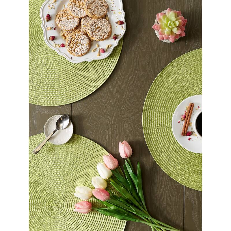 DII White Round PP Woven Placemat Set of 6