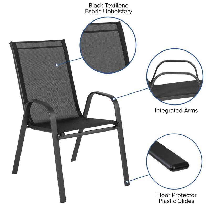Outdoor Stacking Chairs w/ Flex Comfort Material (4 Pack)