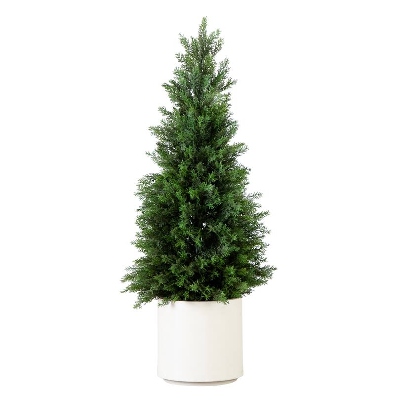 Potted Cedar Artificial Tree - 3' - Green and White
