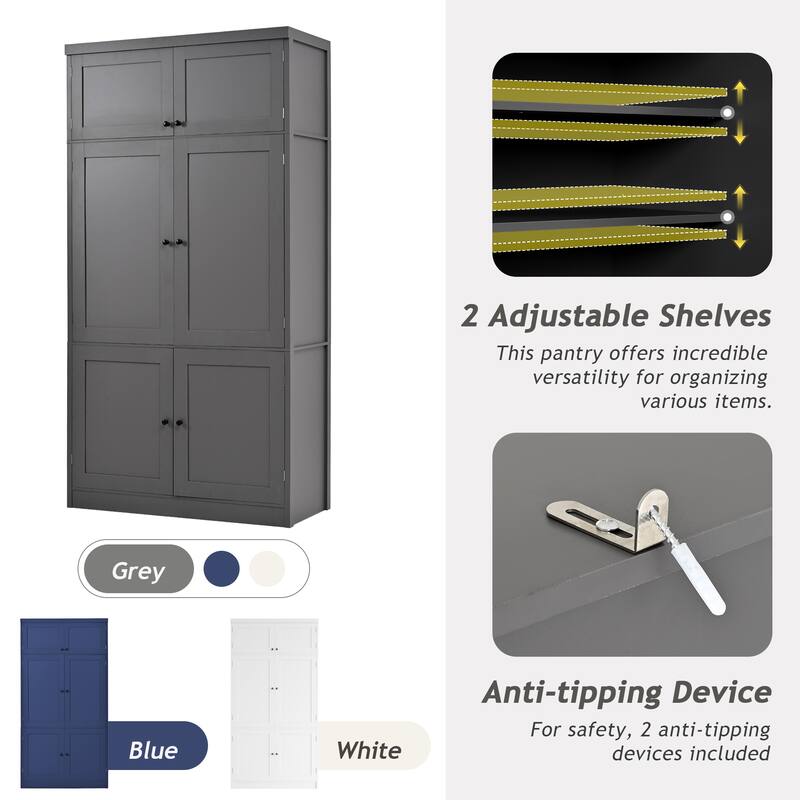 80.1'' Tall Freestanding Kitchen Pantry