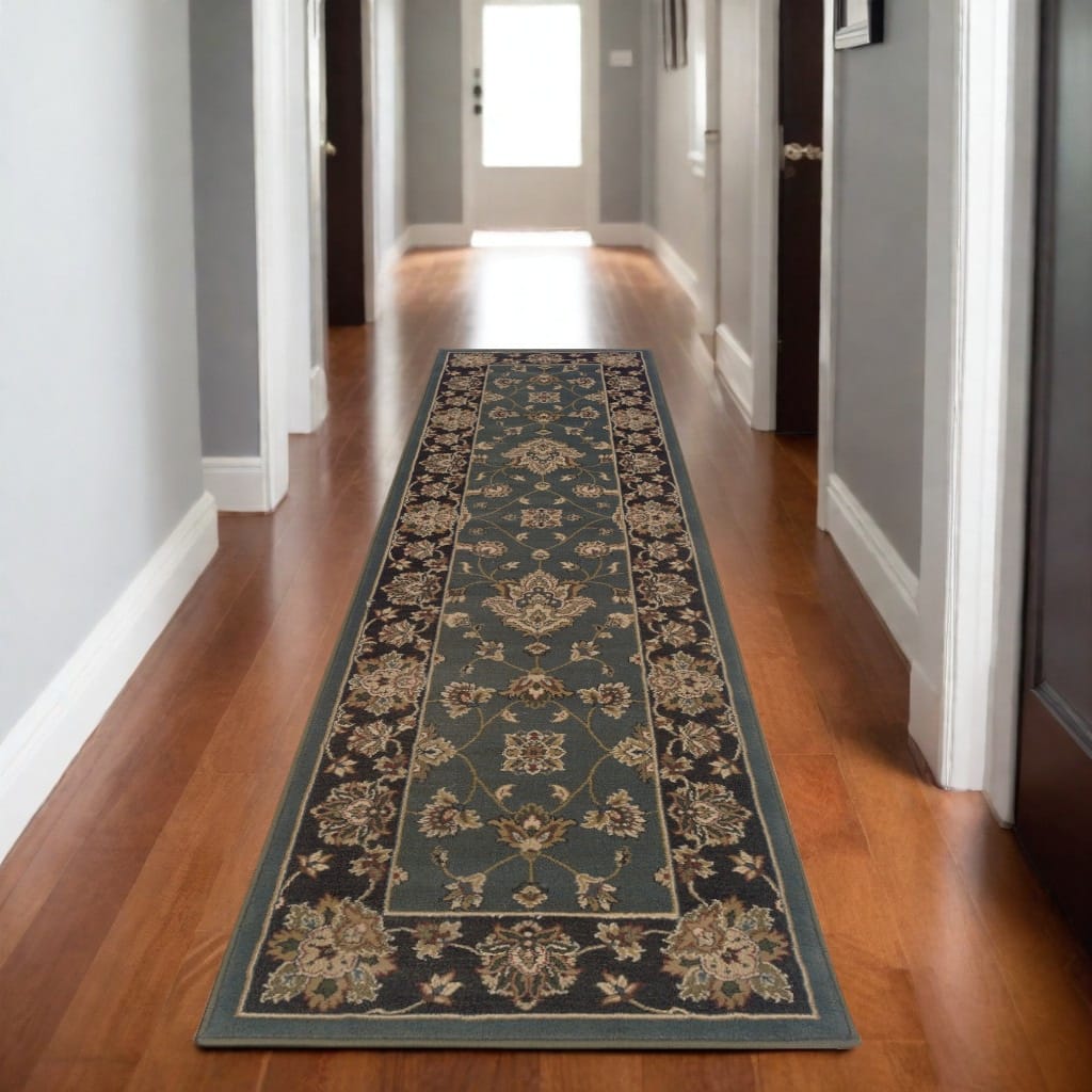 HomeRoots Floral Traditional Runner Area Rug - 92.52 in. x 26.77 in. x 0.43 in.