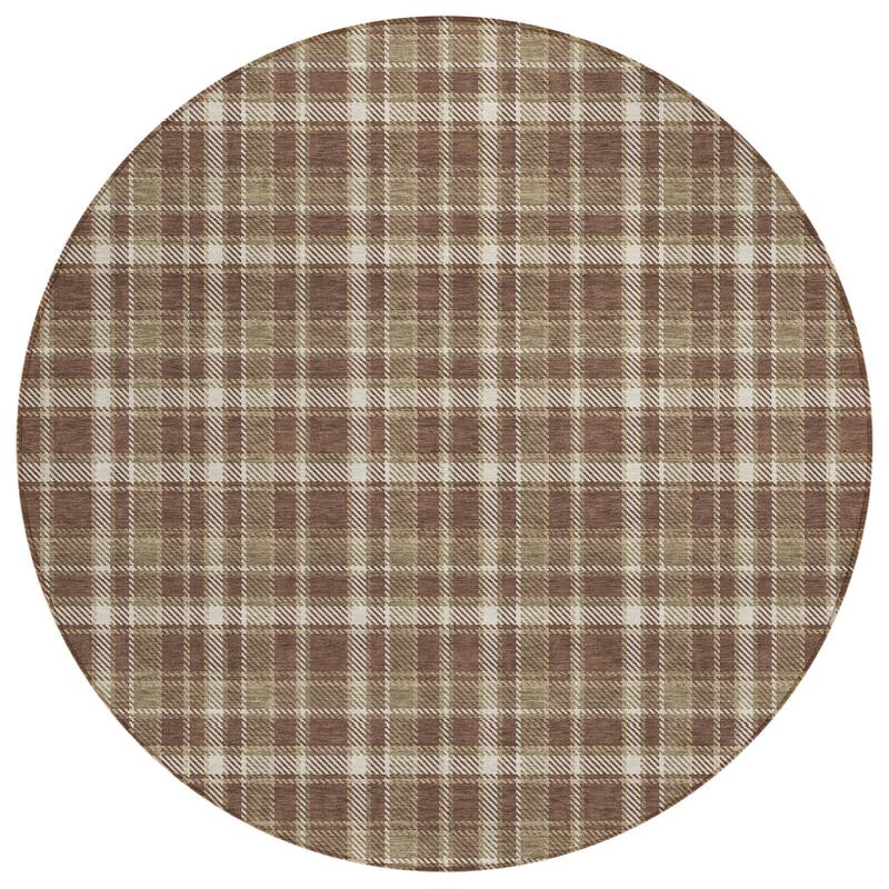 Alfiz Plaid Weather Resistant Blended Style Runner Outdoor Rug