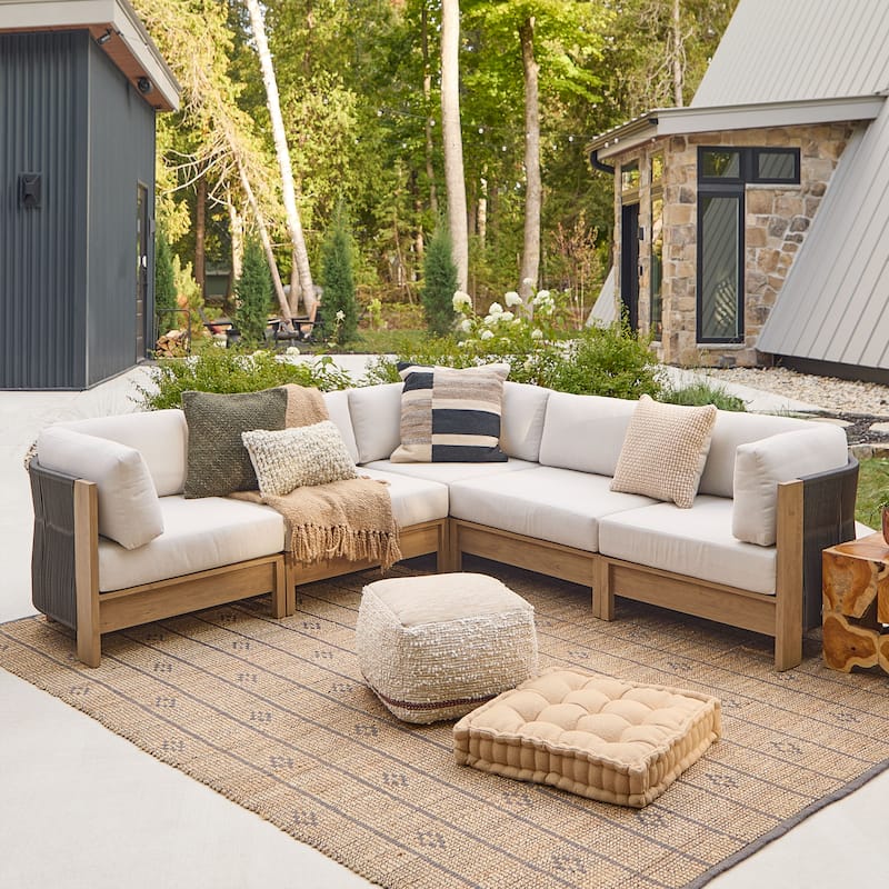 Stratton Outdoor 5-Piece Modular Sectional with Sunbrella Cushions