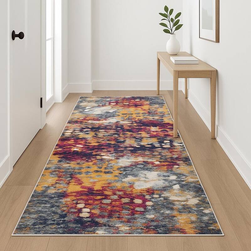 HomeRoots Abstract Modern Runner Area Rug - 216.00 in. x 27.00 in.  x 0.40 in.