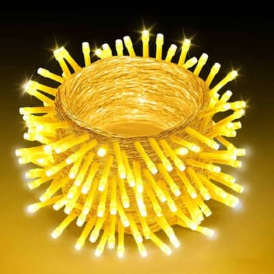 Warm White LED Christmas String Lights 200 Bulbs 76ft with Timer - 76 FT