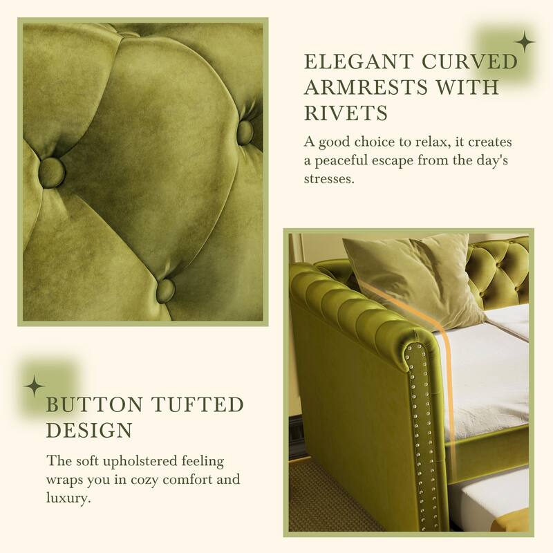 Christopher Knight Home - Augusta Velvet Upholstered Tufted Daybed with Trundle Design