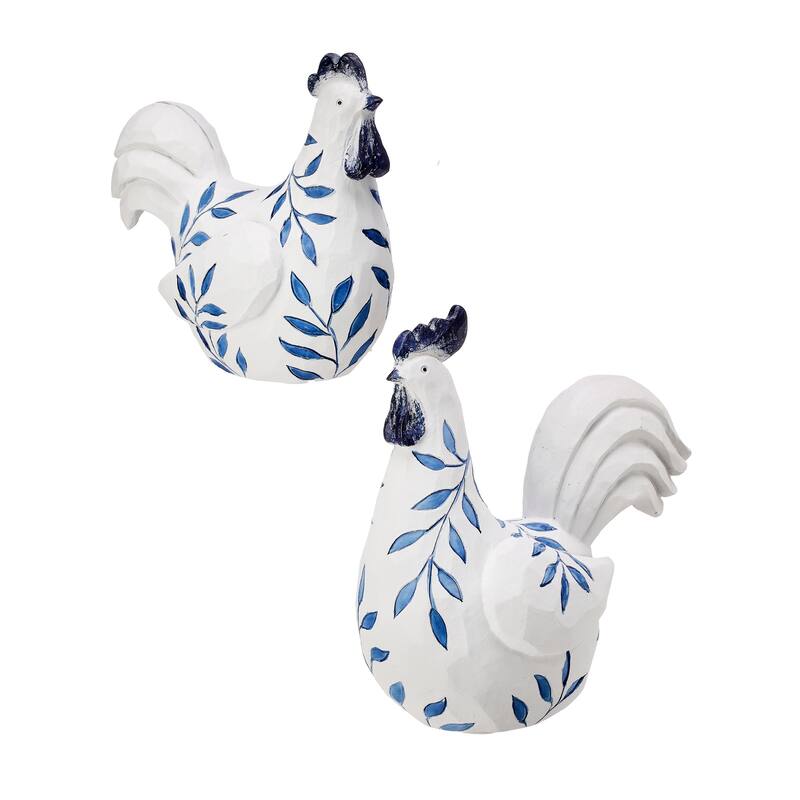 Leaf Design Rooster And Hen 6.5-6.75'' Set of 2 - 6.75