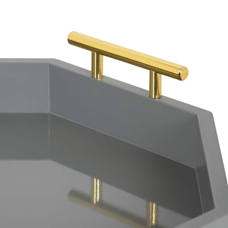 Kate and Laurel Lipton Octagon Decorative Tray with Metal Handles - 18x18