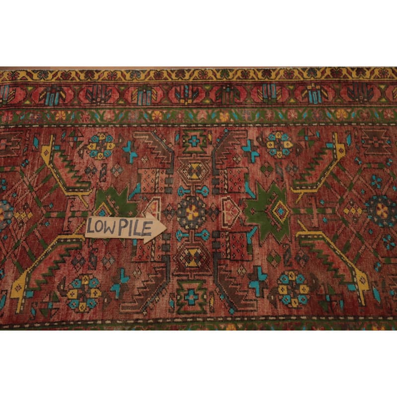 Hand Knotted Oriental 100% Wool Carpet Traditional Geometric Oranges & Rust Heriz Area Rug - 7' 4'' X 3' 7''