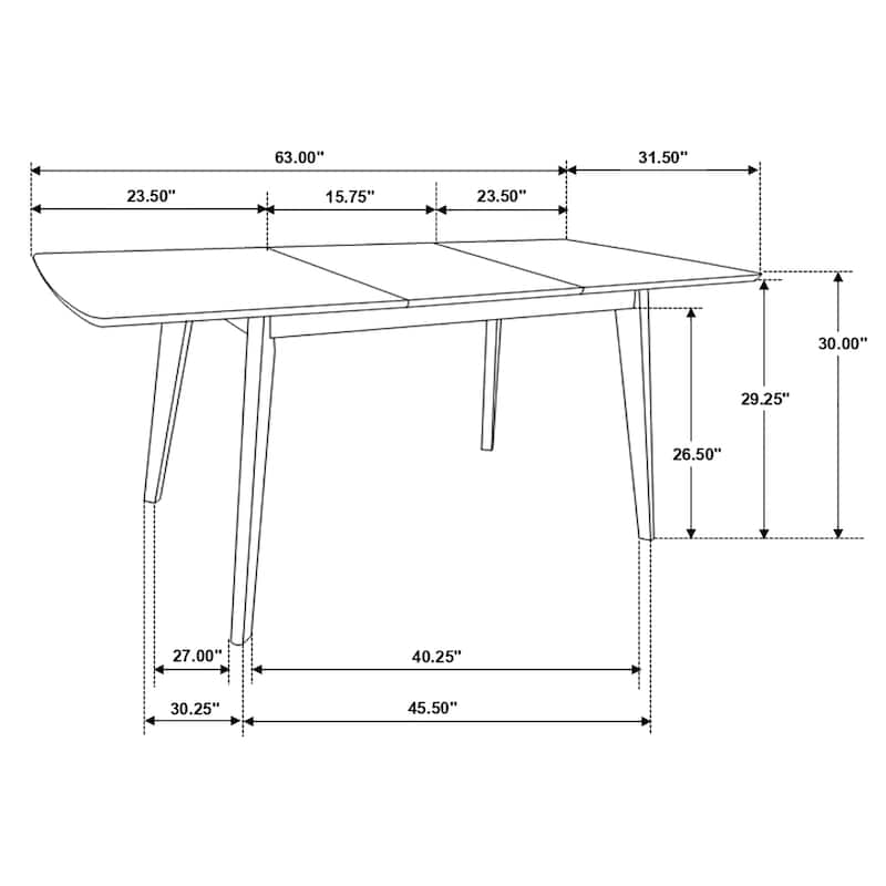 Alfredo 63-inch Extension Leaf Dining Table Natural Walnut