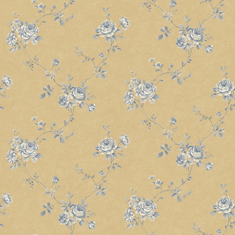 Galerie Wallcoverings Palazzo 2 Collection Delicate Floral Vinyl on Non-woven Matte Wallpaper Roll - 33 feet x 21 inches - Yellow