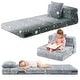 preview thumbnail 1 of 15, Flannel Kids Sofa Bed with Glow Patterns and Foldable Lounger Design - Mattress: 66" × 26" × 4" (L × W × H) Grey