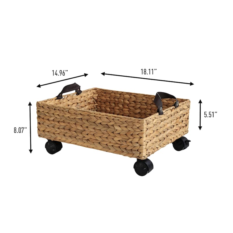 happimess 18.11" Handwoven Storage Bin with Wheels and Handles