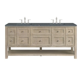 James Martin Vanities Emmeline 72 In Pebble Oak Undermount Double Sink Bathroom Vanity With White Zeus Quartz Top D100 V72 PBO 3WZ At