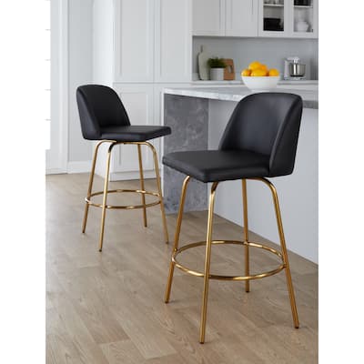 Silver Orchid Vallberga 26" Counter Stool with Gold Metal Base (Set of 2)