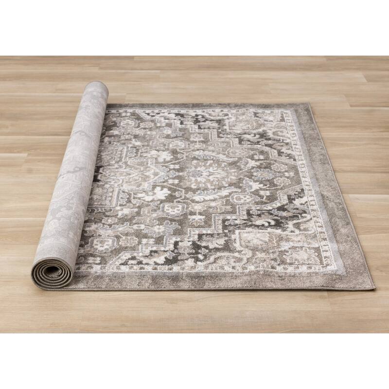 Hudson Collection - Traditional Elegant Taupe White Area Rug