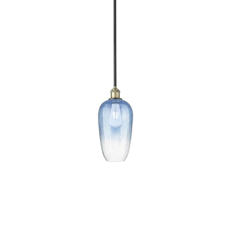 Innovations Lighting 616-1S-15-7 Brookhaven Flute Pendant Brookhaven - Black Antique Brass / Sapphire Blue