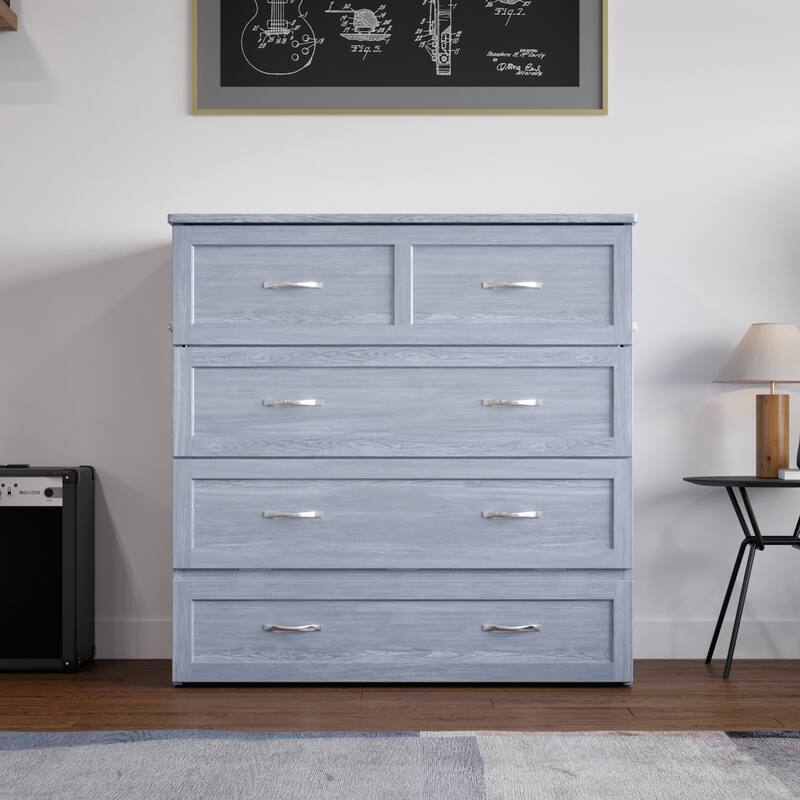 AFI Northfield Murphy Bed Chest with 6" Mattress, Storage Drawer & Built-In Charger