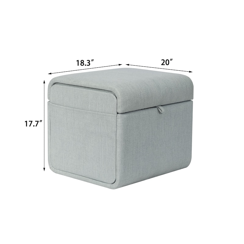 Adeco Storage Ottoman Linen Foot Stool for Living Room Bedroom