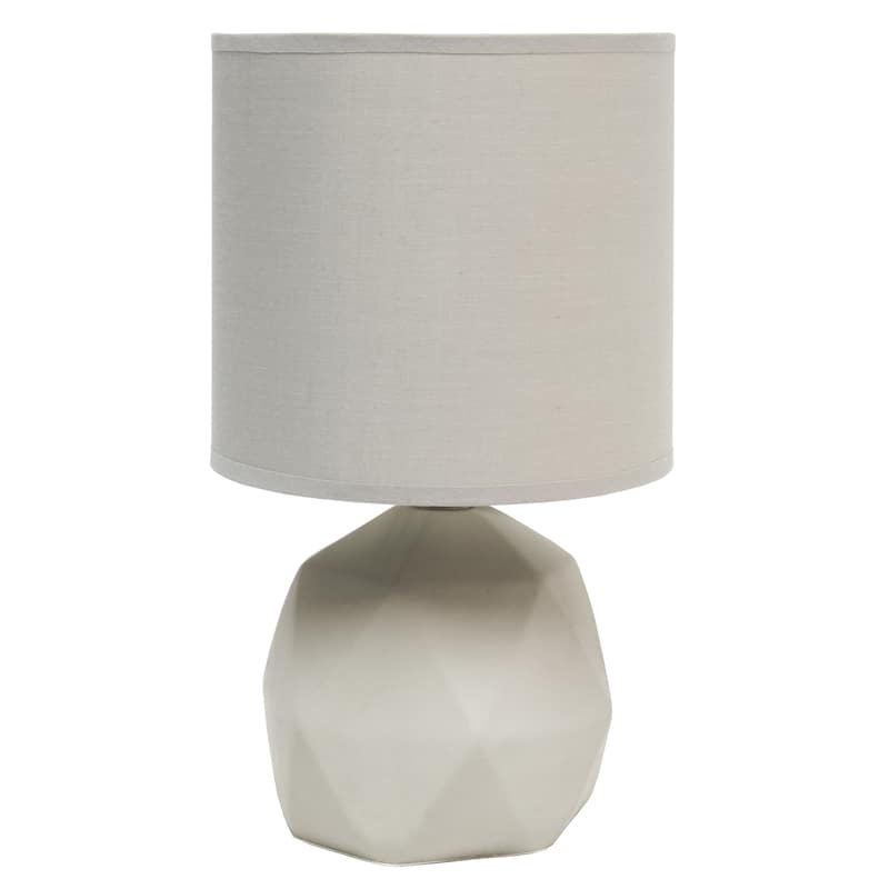 10.62" Modern Organic Geometric Concrete Table Lamp, For Living Room, Entryway, Bedroom, Mini Accent Light, Black Shade - GY