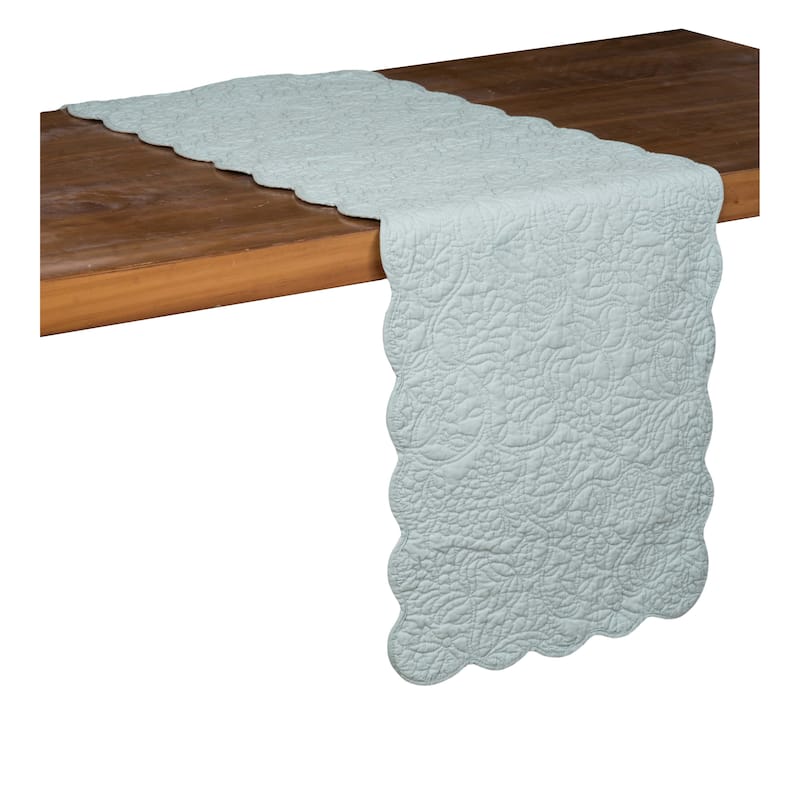51" x 14" Christiana Breeze Floral Reversible Machine Washable Quilt Table Runner - Blue