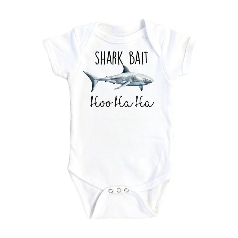 Shark Bait - Baby Boy Girl Clothes Infant Bodysuit Funny Cute Newborn - Natural - Newborn