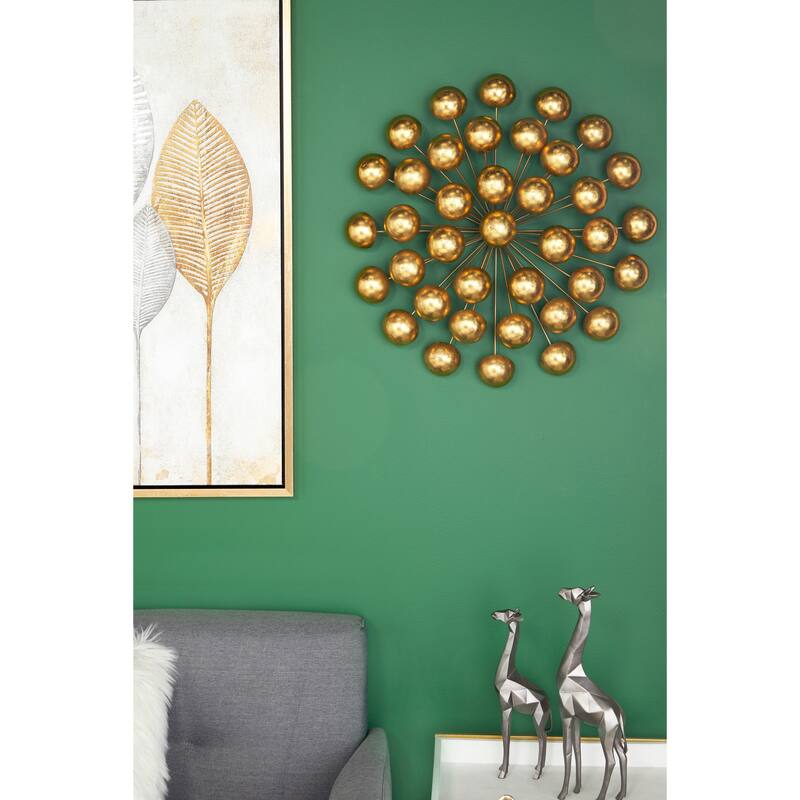 Gold Metal Starburst Home Wall Decor with Orb Detailing
