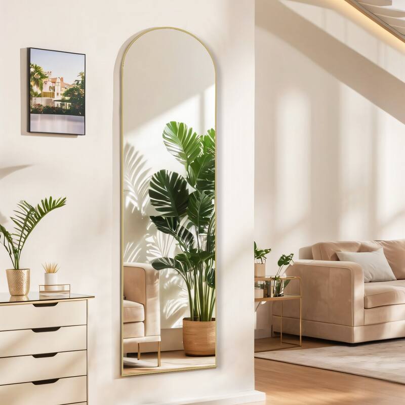 Full Length Mirror with Stand, Floor Mirror with Aluminum Alloy Frame for Bedroom, Standing Full Body Mirror for Wall, Cloakroom