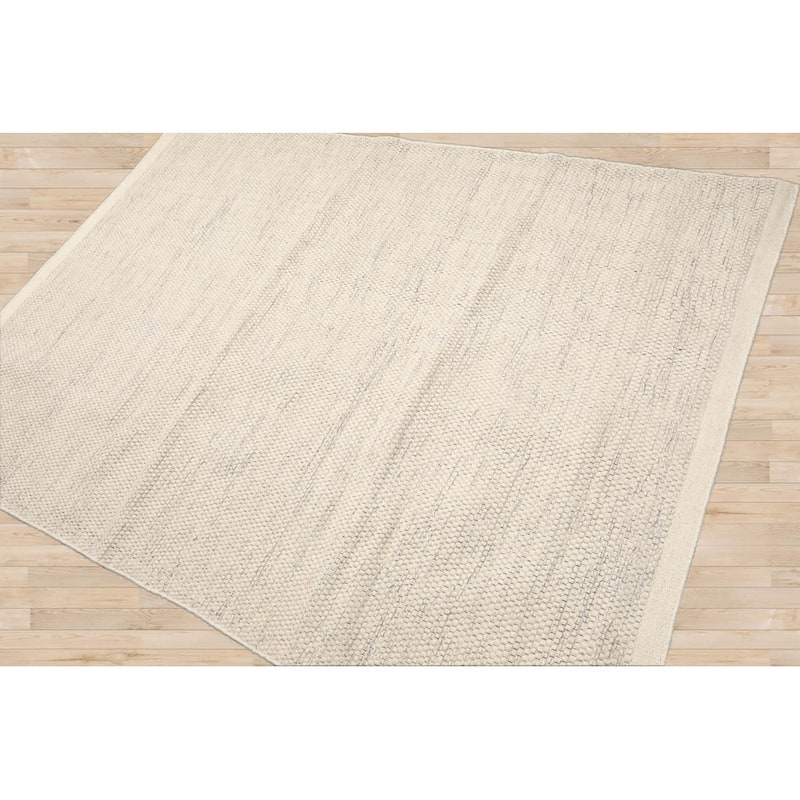 LoomBloom Ivory Hand Woven Designer Kilim 100% Wool Oriental Area Rug - 5' 3'' x 7' 7''