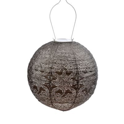 Round LED Lighted Bazaar Lantern - 17.5" - Taupe Brown